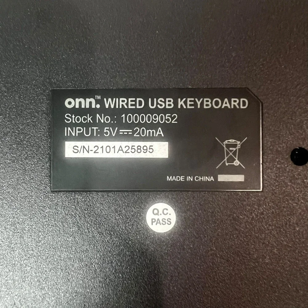 onn‎ Wired USB Keyboard Computer Laptop 5 ft USB Cable 104-Keys Black Wired USB